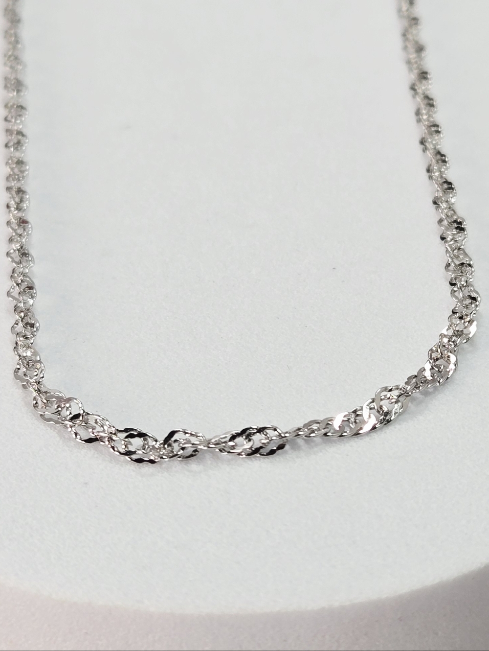 Silver Singapore Chain Necklace 4mm Stainless Steel Waterproof Non Tarnish Layer